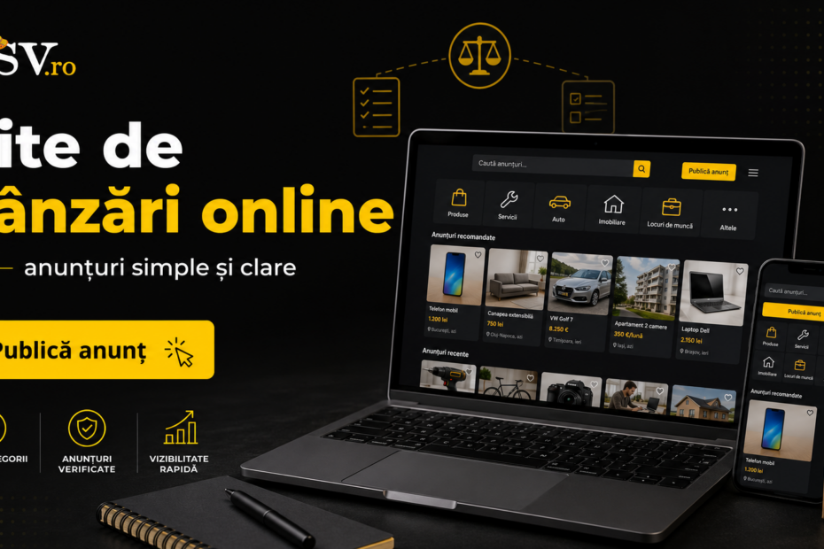 Un site de vânzări online poate ajuta utilizatorii să publice și să caute anunțuri mai ușor atunci când ofertele sunt organizate pe categorii clare.